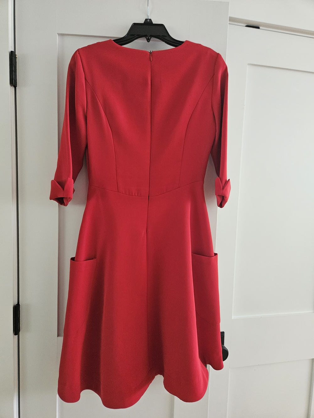 Off-White Red Fit-and-Flare Dress with Pockets